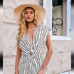 Cupshe Eva Wave Striped V-neck Sleeveless Dress